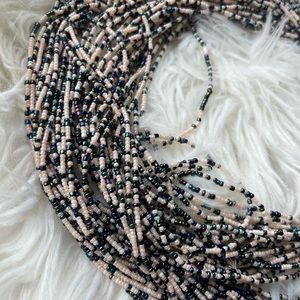 Waist beads TIE ON. Creamy reflective sparkle